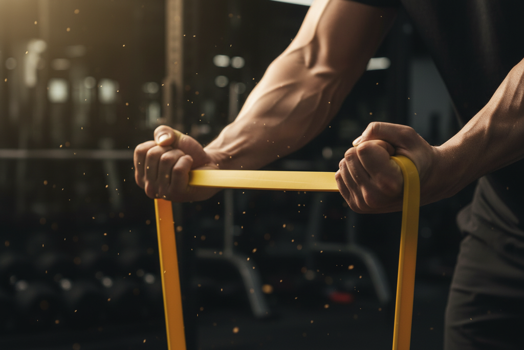 Hands gripping yellow band