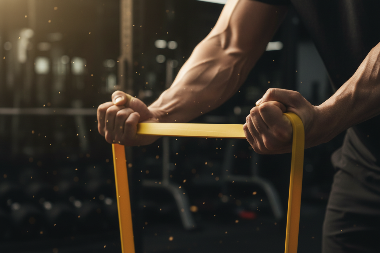 Hands gripping yellow band