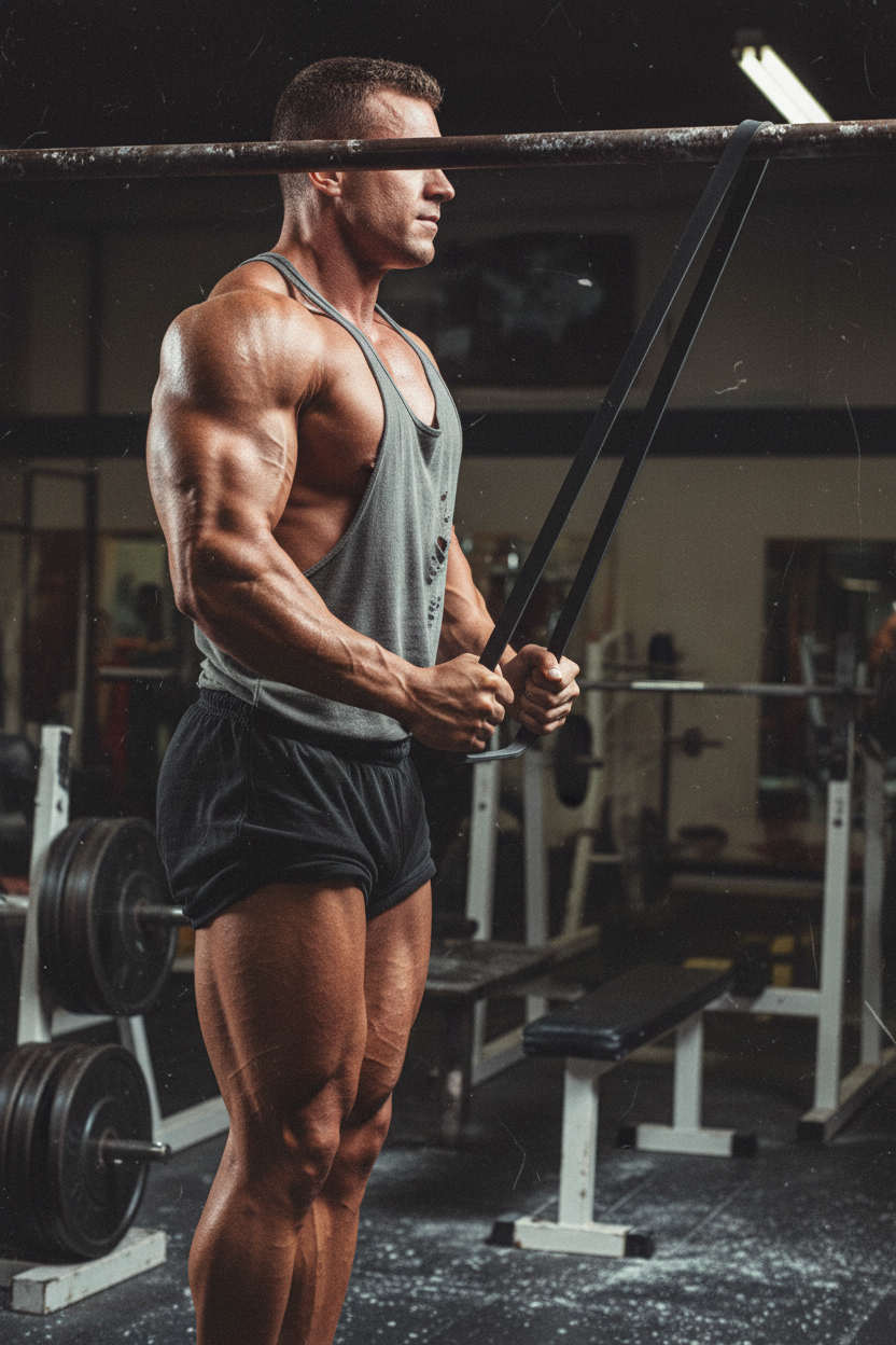 Medium shot exercise band pull-up